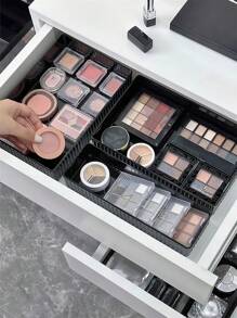 4pcs/set Transparent Drawer Dividers Storage Box, Cosmetic Storage Box Kitchen Cutlery Storage Box - Black - View 4