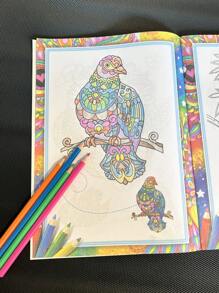 16 Pages Stress Relief Coloring Book For Kids And Adults, Creative Diy Drawing Book - Multicolor - View 6