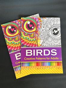 16 Pages Stress Relief Coloring Book For Kids And Adults, Creative Diy Drawing Book - Multicolor - View 5