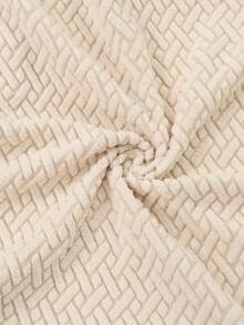 1pc Textured Elastic Polyester Chair Cover, Removable & Washable Dining Chair Slipcover, Home Decor & Dustproof Protector - Beige - View 5