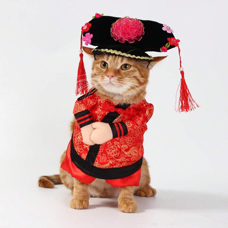 1pc Chinese Princess Style Clothes For Pet, Dog And Cat Transformation Costume Halloween Halloween Costumes - Red - View 1