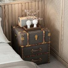 COZAYH Vintage Storage Chest With Buckle Hinged Top, Linen Accent End Side Table For Living Room, Office, Bedroom, Rectangle, Grey - Xám - Xem 11