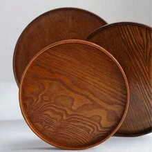 白蜡木圆形托盘，多用途，适用于婚礼、毕业典礼、居家和办公室，有多种尺寸和颜色可供选择 - 棕色 - 查看 9