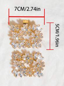 1 对 (2 件) 可拆卸水钻金属环配金色方形扣设计 DIY 鞋配件，适用于时尚优雅的高跟鞋、浅口鞋、女鞋，颜色为黑色、橙色、红色，适合工作场所、商务会议