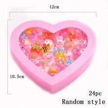 24 Uds. Anillos De Dibujos Animados Para Niños, Estilo Aleatorio, Juguete De Joyería De Resina Con Estampado De Princesa, Juego De Regalo Hecho A Mano Para Niñas - Multicolor - Ver 7