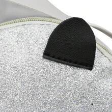 1入女孩休閒可愛卡通亮片豹紋貓郵差包,斜跨包,包,錢包裝飾配件 - 白色 - 查看 8