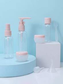 8 Pcs Travel Bottles Set,Travel Bottles & Containers,Refillable Small Mini Empty Plastic Pump/Spray/Squeeze Bottles For Cosmetic And Travel Toiletries With Storage Bag - Pink - View 3