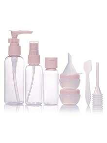 8 Pcs Travel Bottles Set,Travel Bottles & Containers,Refillable Small Mini Empty Plastic Pump/Spray/Squeeze Bottles For Cosmetic And Travel Toiletries With Storage Bag - Pink - View 1
