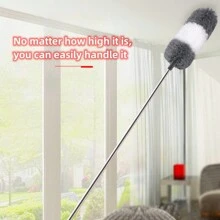 1pc Home Dusting Brush For Cleaning Ceilings, Featuring Static Electricity Adsorption & Adjustable Length - Grey - View 1