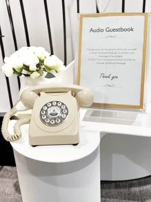 1pc wedding telephone, wedding audio guestbook, vintage message phone suitable for recording customized audio messages at weddings and parties. - Beige - View 3