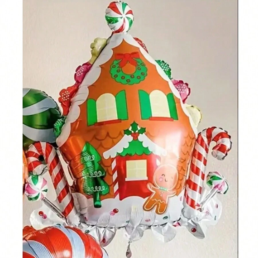 1 件圣诞姜饼屋铝箔气球适用于糖果乐园主题派对装饰 - 彩色 - 查看 1