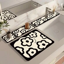 5pcs/1pc Nordic Style Bathroom Sink Faucet Water Absorption Mat, Desktop Heat Insulation Pad, Anti-Dirty Non-Slip Kitchen Drain Mat