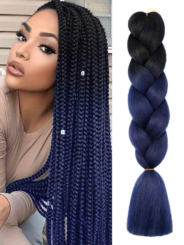 Pachet de 1 păr împletit mare de 24 inch, potrivit pentru femei, sărbători zilnice și cosplay, îmbrăcăminte negru, albastru închis, multicolor, modă, păr sintetic, croșetat, extensii de păr, utile și priceput, la temperatură înaltă, țesute, extensii de păr pentru Halloween și Crăciun, festival de muzică de carnaval.