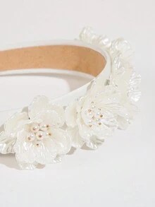 1 Miếng Của phụ nữ Nhựa Hoa Cánh hoa & Trân châu Trang trí Hoa Buổi tiệc Dây buộc tóc In Trắng - trắng - Xem 3