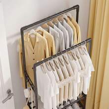 1件3層便攜式鋼管衣架56cm*33cm*166cm鋼管&pp材料衣架,適用於臥室和房間存儲衣服、夾克、鞋子、拖鞋,節省空間且易於安裝