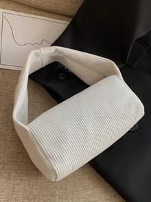 Mini Solid Color Handbag, Multipurpose Casual Tote, Bucket-Shaped Small Bag, Fashionable Square Bag, Lipstick Bag - Beige - View 9