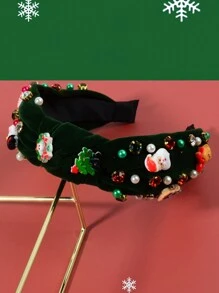 1 Miếng Đúng mốt Rộng Nhung Nút & Đồ trang trí Rhinestone Giáng sinh Dây buộc tóc , Màu xanh lá , Đối với phụ nữ , Thích hợp Cho bữa tiệc & Lễ hội , có thể sử dụng Như A Qủa tặng - màu xanh lá - Xem 2