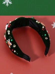 1 Miếng Đúng mốt Rộng Nhung Nút & Đồ trang trí Rhinestone Giáng sinh Dây buộc tóc , Màu xanh lá , Đối với phụ nữ , Thích hợp Cho bữa tiệc & Lễ hội , có thể sử dụng Như A Qủa tặng - màu xanh lá - Xem 5