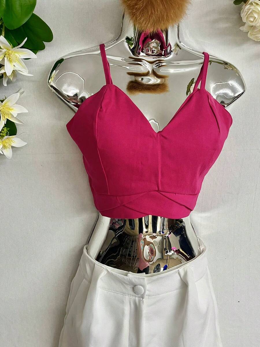 Women Tank Tops & Camis - Màu Hồng Tươi - Xem 1