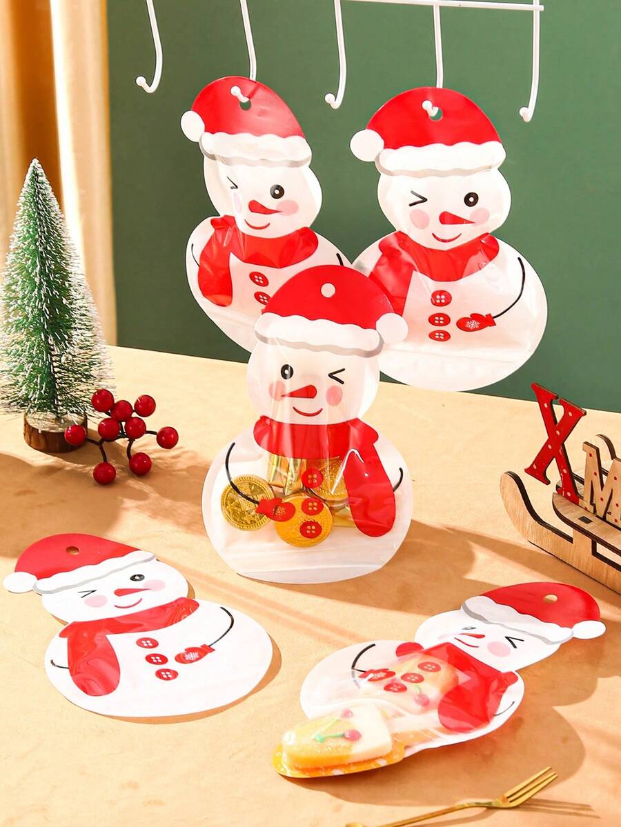 6 件裝聖誕裝飾包裝袋,自黏糖果袋,禮品袋,聖誕塑膠袋