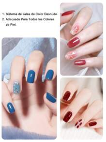 MISS CHEERING 6 Piece Nail Lacquer Set - Premium Manicure Tools, Vibrant Nail Polishes, Professional Gel Manicure, Home Gel Manicure Set, Complete Manicure Set, Includes Phototherapy Gel, Nail Polish Long Lasting Nail Glue - 霧霾藍 - 查看 3