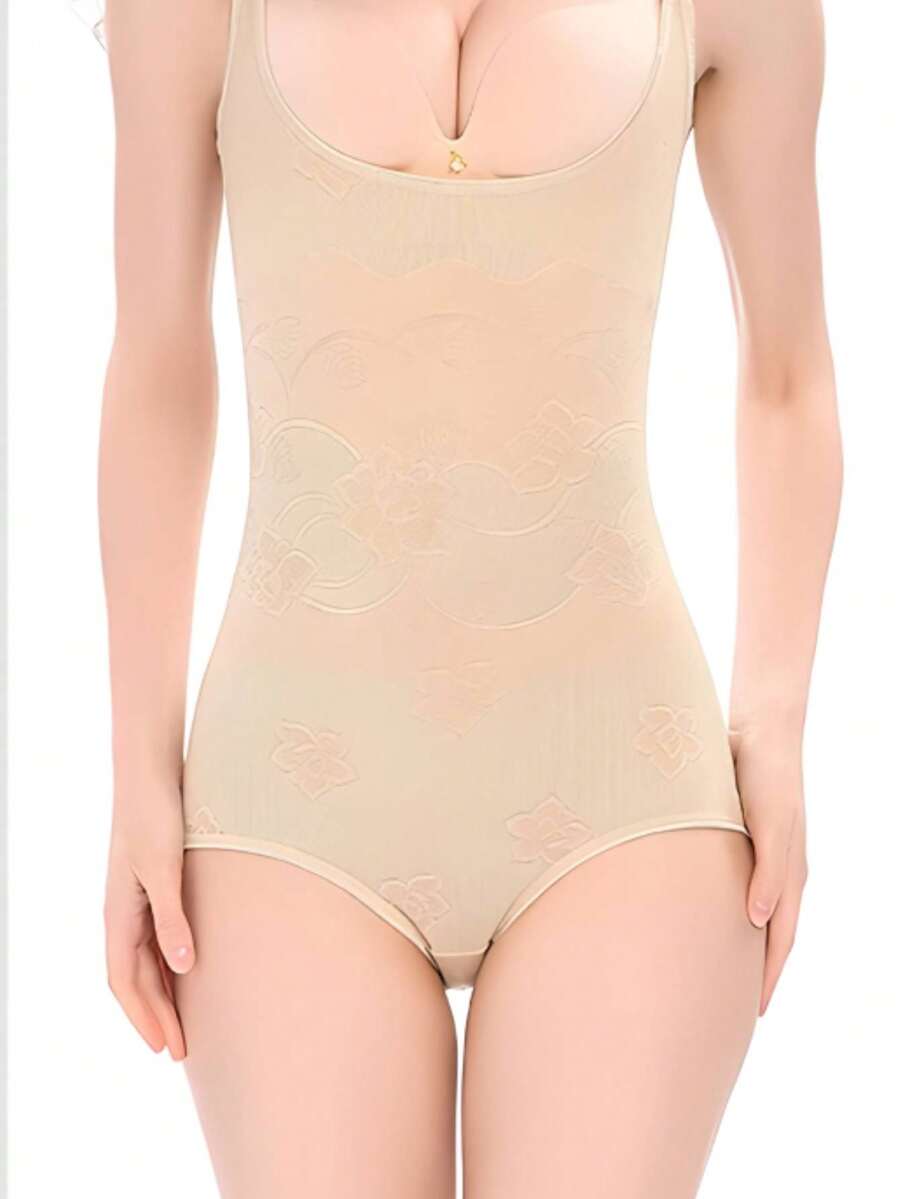 Lace Bodysuit Compression On Abdomen And Waist. Charming Design And Color For Every Occasion. - Beige - View 1