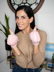 Guantes mitones con capucha - Rosa - Ver 4