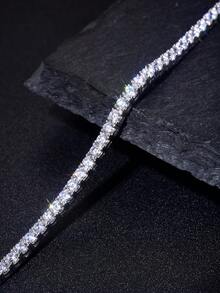 1pc 4mm Top Quality Hip Hop Four Claw Moissanite Diamond Tennis Chain Bracelet In White Gold S925 Sterling Silver Bracelet Shining Light Luxury And High-End Cool Fine Jewelry Gifts For Man - 23cm - View 5