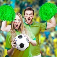 4入組綠色啦啦隊手花,適用於跳舞、足球、籃球、運動會、派對、慶典道具