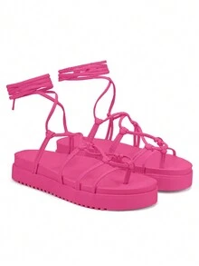 Women Flat Sandals - 粉色 - 查看 5