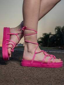 Women Flat Sandals - 粉色 - 查看 2