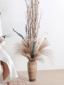 30/56 件天然干燥蒲苇和兔尾草，5 种 DIY 人造新娘花束家居装饰婚礼花艺布置中心装饰，蓬松蒲苇波西米亚家居装饰，情人节，生日毕业礼物，秋季装饰，秋季，假植物
