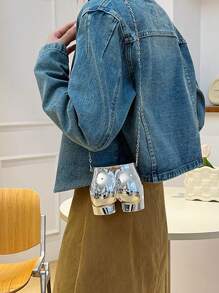 low tea 1pc Creative Ladies Chain Shoulder Bag, Suitable For Daily Use, Perfect Best Funny Novelty & Gag Gifts - Silver - View 5