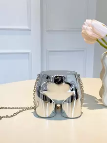 low tea 1pc Creative Ladies Chain Shoulder Bag, Suitable For Daily Use, Perfect Best Funny Novelty & Gag Gifts - Silver - View 3