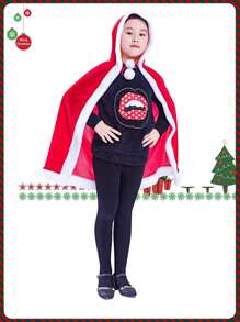 1 件聖誕斗篷紅色連帽斗篷,適合角色扮演表演成人服裝,適合聖誕老人家庭,適合男孩女孩成人