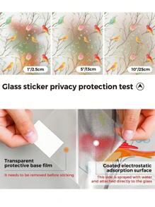 1roll Window Privacy Film Stained Glass Window Film Non-Adhesive Static Cling Glass Film Decorative Frosted Glass Window Film Window Heat Blocker Heat Control For Home - Multicolor - View 6