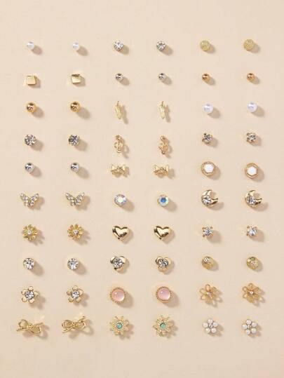 1套30對精美女性金屬小貝殼,人造珍珠和心形耳環套裝