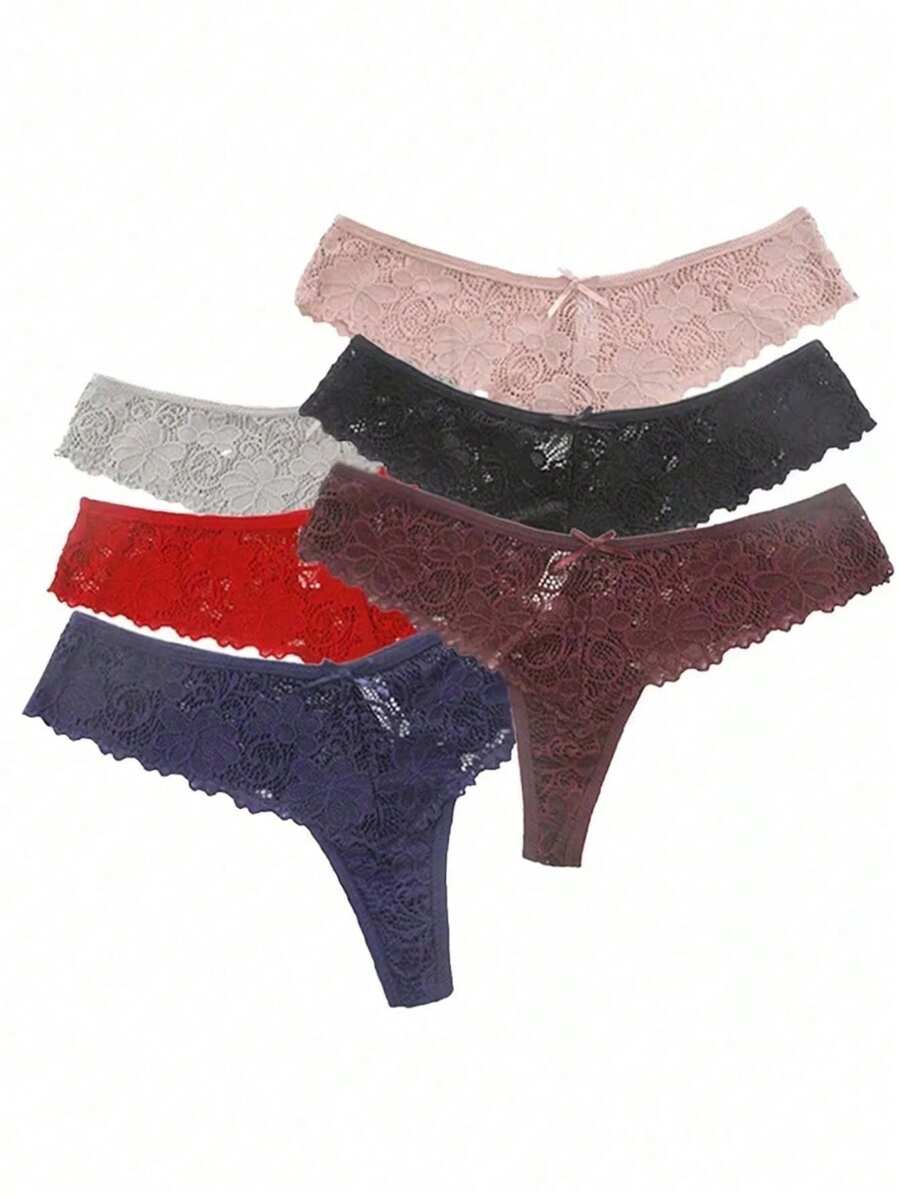 Set Of 3 Women's Lace Thongs Pieces Underpants