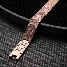1pc Pure Copper Adjustable Link Bracelet With Double Row Magnets, Retro Style Jewelry Gift For Men - Bronze - View 4