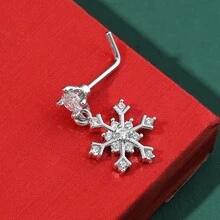 Giáng sinh Bông tuyết Hình dạng Vòng mũi Với Pha lê Thích hợp Đối với Mỗi ngày Mặc Và Giáng sinh - Bạc - Xem 4