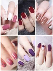 MISS CHEERING 6 Piece Nail Lacquer Set - Premium Manicure Tools, Vibrant Nail Polishes, Professional Gel Manicure, Home Gel Manicure Set, Complete Manicure Set, Includes Phototherapy Gel, Nail Polish Long Lasting Nail Glue - 棕色 - 查看 6