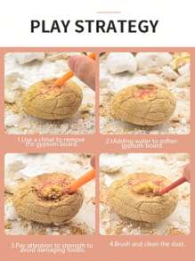 Stomle Family 1 juguete de huevo fósil de dinosaurio, excavación arqueológica hecha a mano, modelo de dinosaurio de bricolaje, juguete de yeso, juguete sorpresa de búsqueda del tesoro hecho a mano, juguete para aliviar el estrés, regalo de Navidad/Acción de Gracias, estilo aleatorio, color y caja de embalaje (el proceso de embalaje y transporte es más probable que se dañe) - Marrón - Ver 5