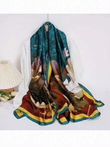 1pc Women's Printed Fashionable Scarf Suitable For Daily And Outdoor Use - Multicolor - View 1