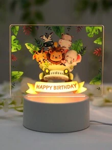 1件亚克力森林动物造型发光灯板，生日装饰灯光道具，生日派对背景装饰