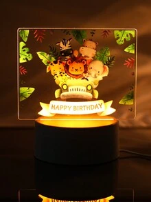1件亚克力森林动物造型发光灯板，生日装饰灯光道具，生日派对背景装饰