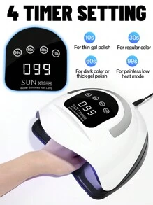 1個 YOKEFELLOW 72顆LED燈新型更強的指甲燈UV LED，配有大觸控式LCD螢幕，智能感應器，4種定時器設置，10/30/60/99秒，適用於女性家庭美甲沙龍。