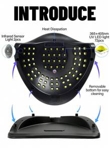 1個 YOKEFELLOW 72顆LED燈新型更強的指甲燈UV LED，配有大觸控式LCD螢幕，智能感應器，4種定時器設置，10/30/60/99秒，適用於女性家庭美甲沙龍。