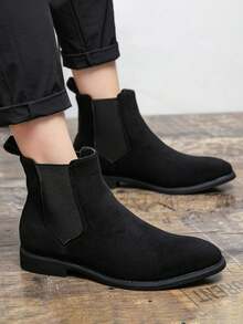 Nam Sang trọng Và Thanh lịch Mờ Giày ống Ngắn , Phong cách Anh quốc Đúng mốt Giày bốt ngắn Với Cổ áo cao , Mùa Đông chất liệu da PU Giày ống , Kích thước lớn 38-48 - màu đen - Xem 3