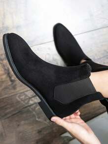 Nam Sang trọng Và Thanh lịch Mờ Giày ống Ngắn , Phong cách Anh quốc Đúng mốt Giày bốt ngắn Với Cổ áo cao , Mùa Đông chất liệu da PU Giày ống , Kích thước lớn 38-48 - màu đen - Xem 4