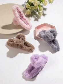4 件各式各样的毛绒发夹，优雅休闲日常女士发夹 - 彩色 - 查看 5